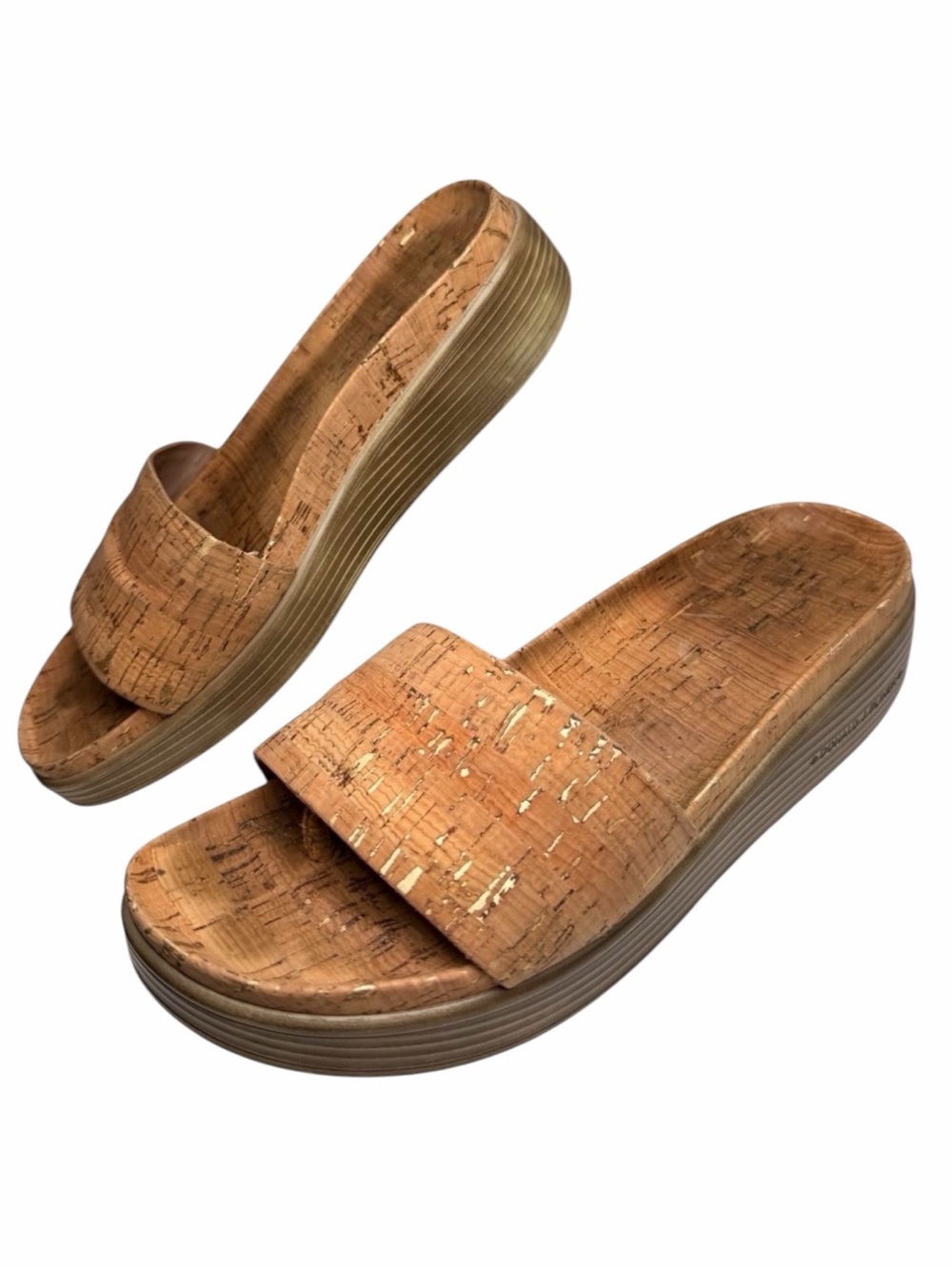 Donald Jโ Pliner Fiji Cork Gold Platform Slide Sandals 8.5